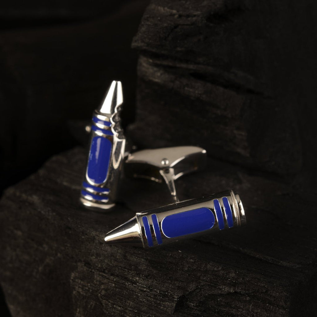 Marine Corps Crayon Cufflinks in Silver for USMC