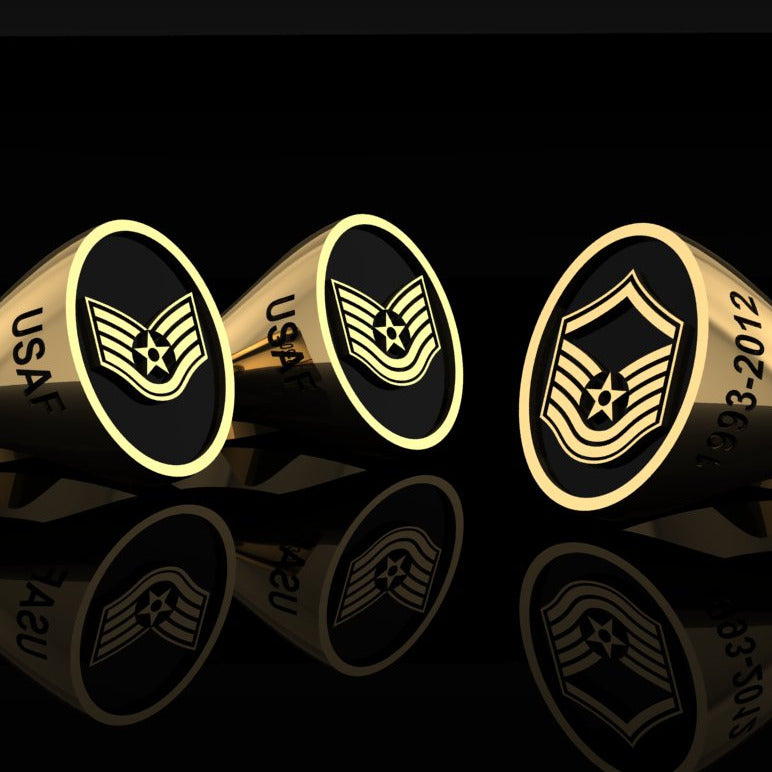 USAF Staff Sgt, Tech Sgt, Master Sgt Rings Gold