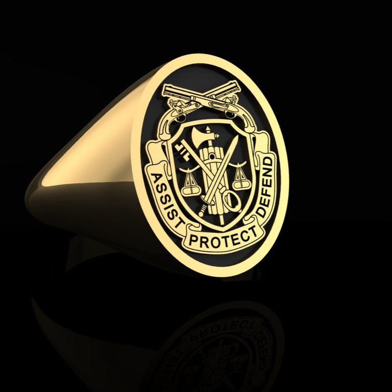 US ARMY Military Police (MP) Regimental Crest Ring - gold