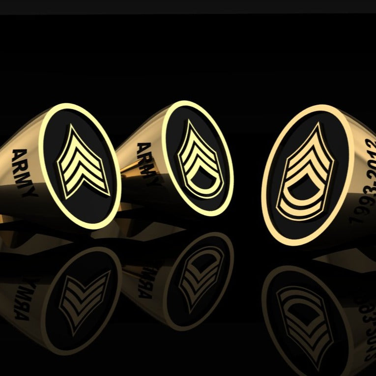Army Rank Ring Sgt, SSGT, Sgt 1st Class - gold