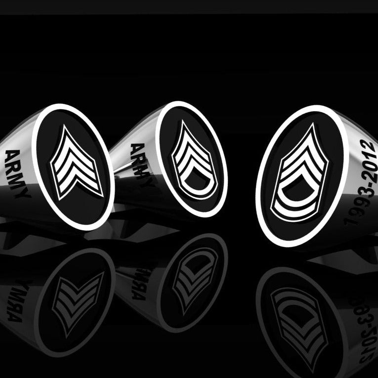 Army Rank Ring Sgt, SSGT, Sgt 1st Class - silver