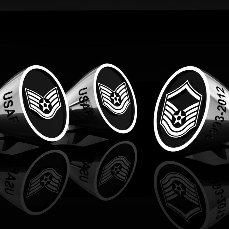 USAF Staff Sgt, Tech Sgt, Master Sgt Rings SIlver