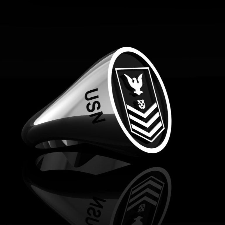 Navy Petty Officer 1st Class RIng - silver