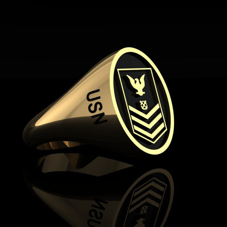 Navy Petty Officer 1st Class RIng - gold