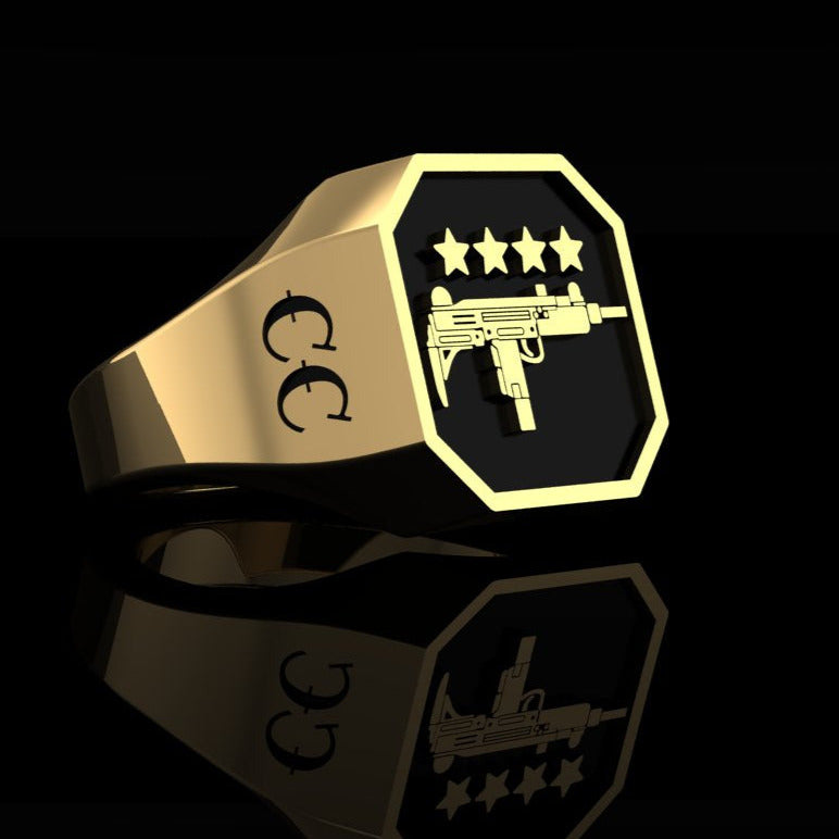 USMC Signet Ring UZI - gold