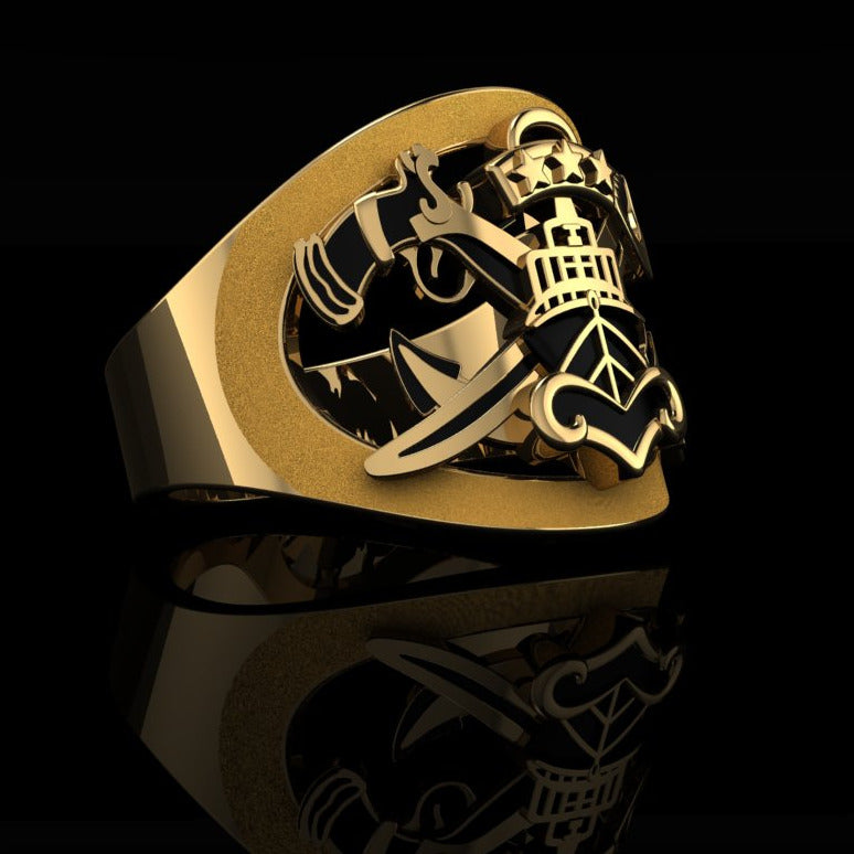 US Navy SWCC ring detail gold