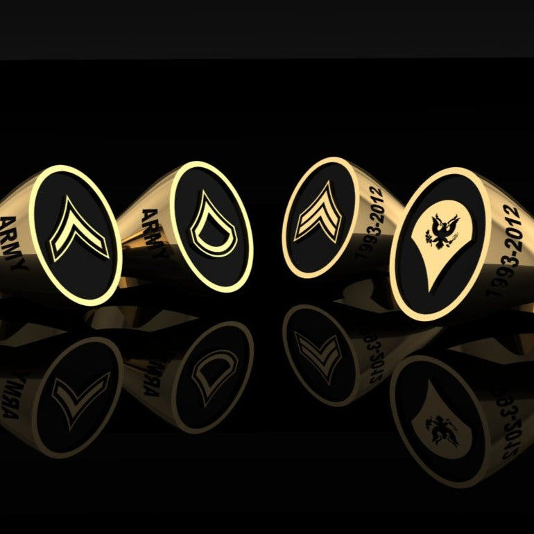US Army Rank Rings Private, Corporal, Specialist, PFC gold