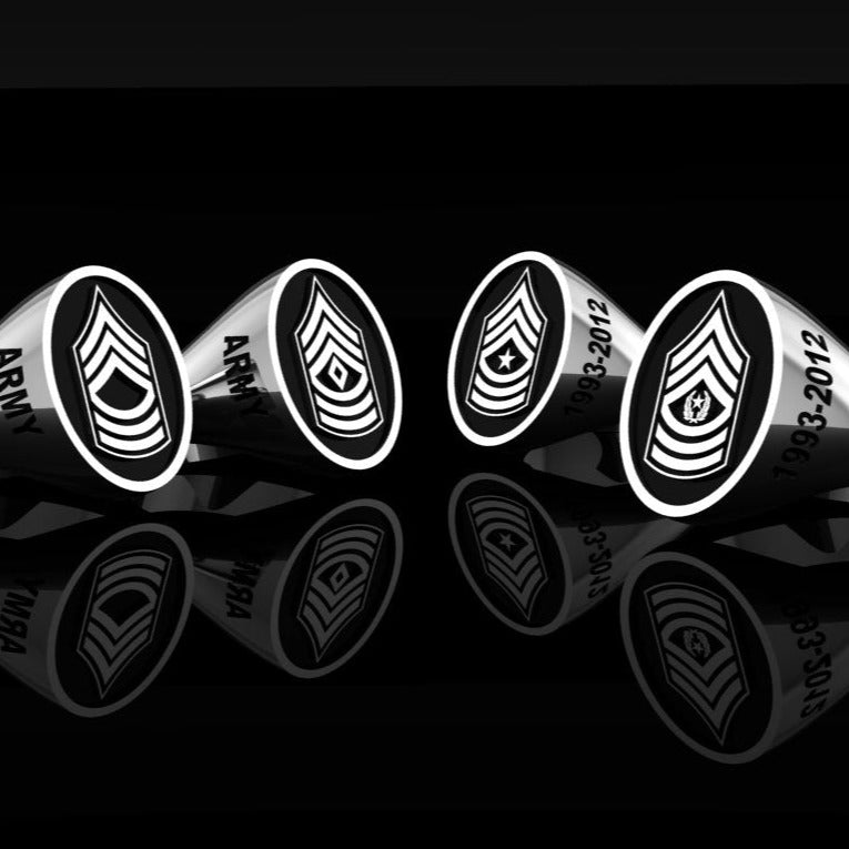Army Master Sgt, First Sgt, Sgt Major, Command Master Sgt Rings silver
