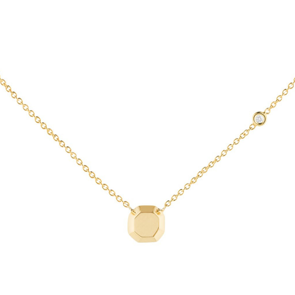 Gold Gemstone Cushion Cut Necklace