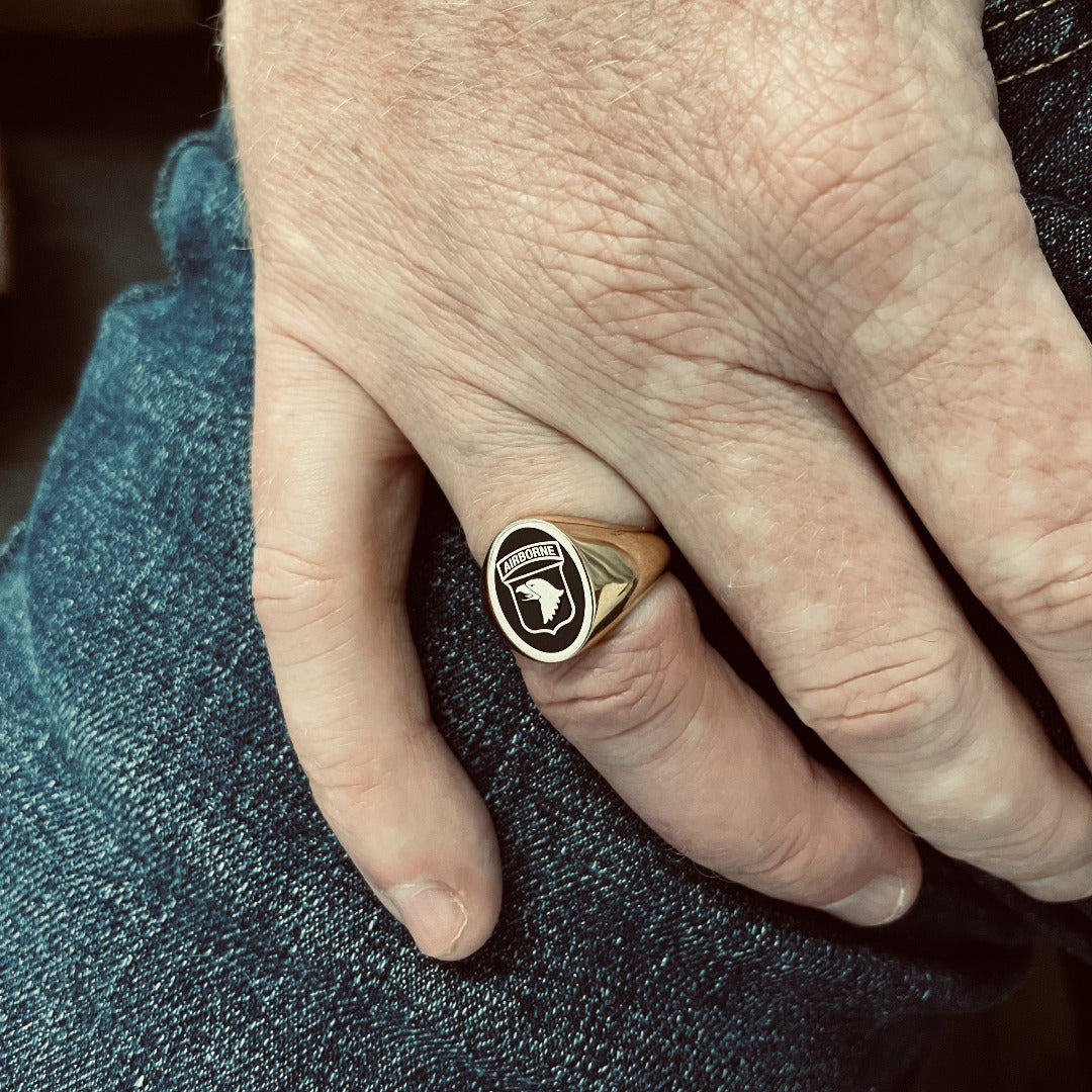 101st Airborne Signet Ring 10 Sterling Silver