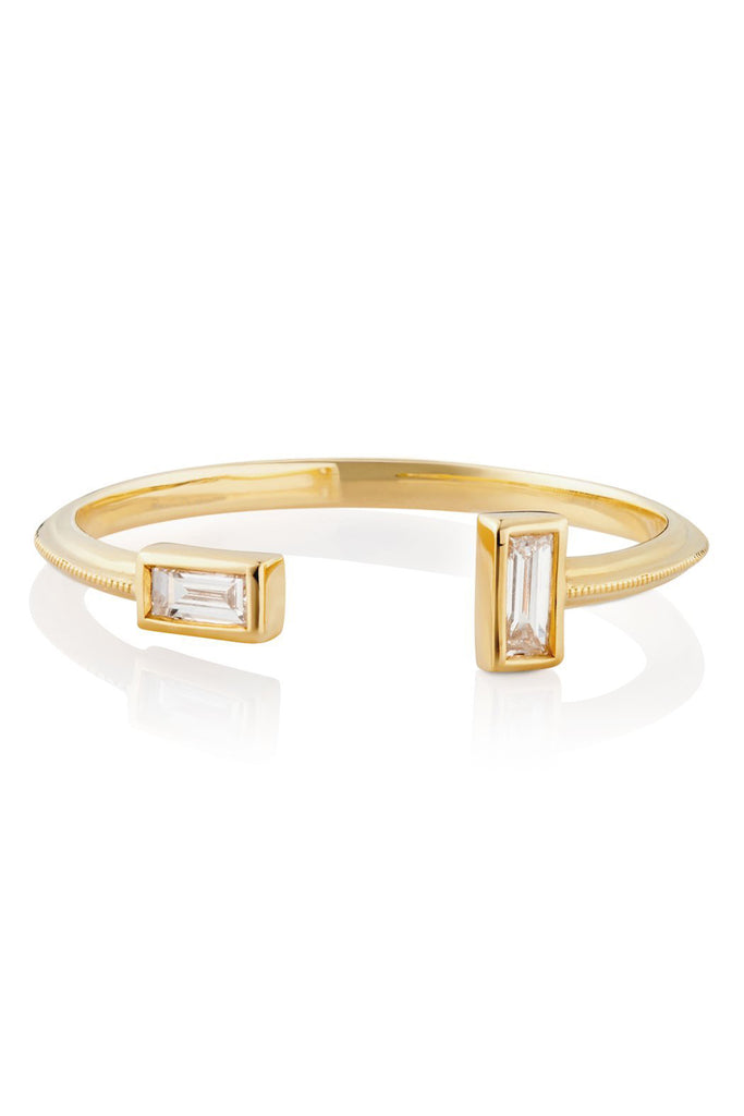 Double Baguette Diamond Open Ring