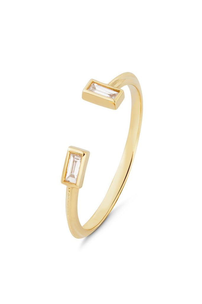 Double Baguette Diamond Open Ring