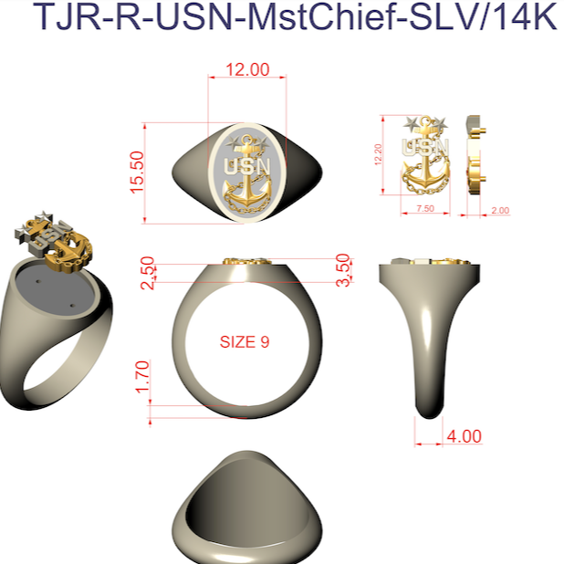 Premium Navy Master Chief Signet Ring – The Jewelry Republic