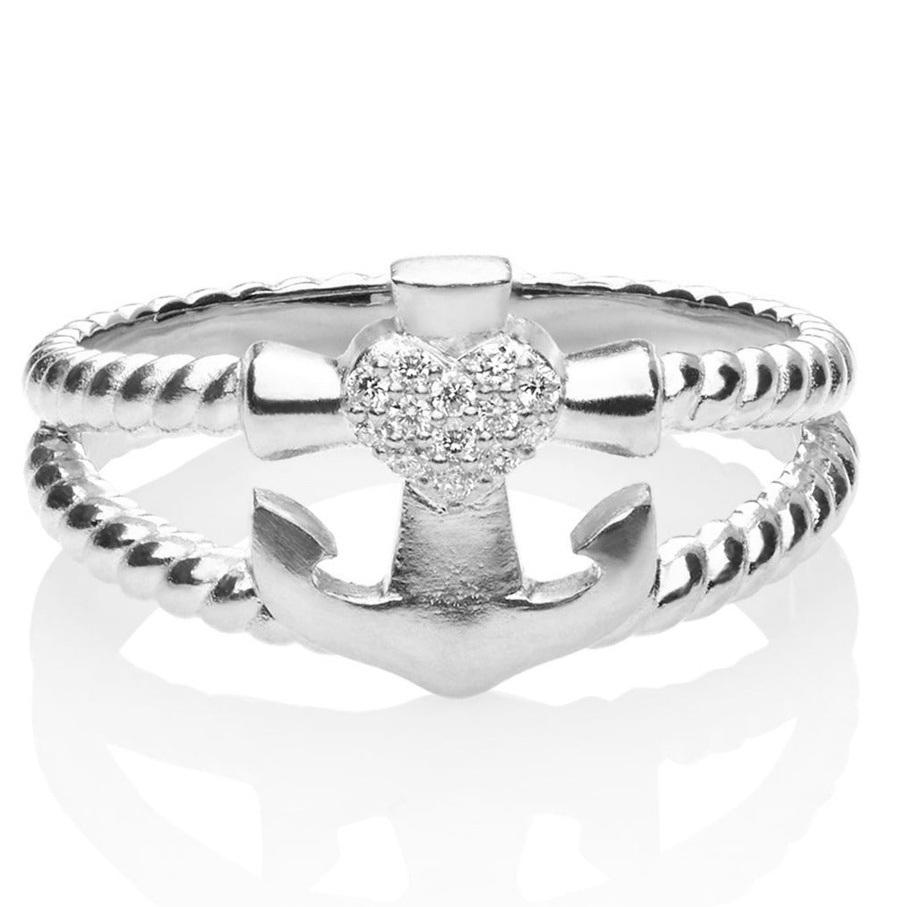 Diamond Heart, Anchor & Cross Ring