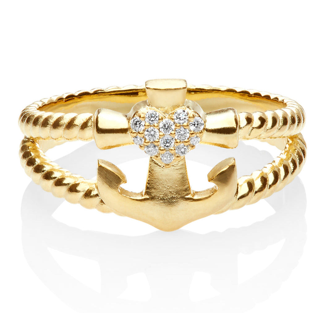 Diamond Heart, Anchor & Cross Ring