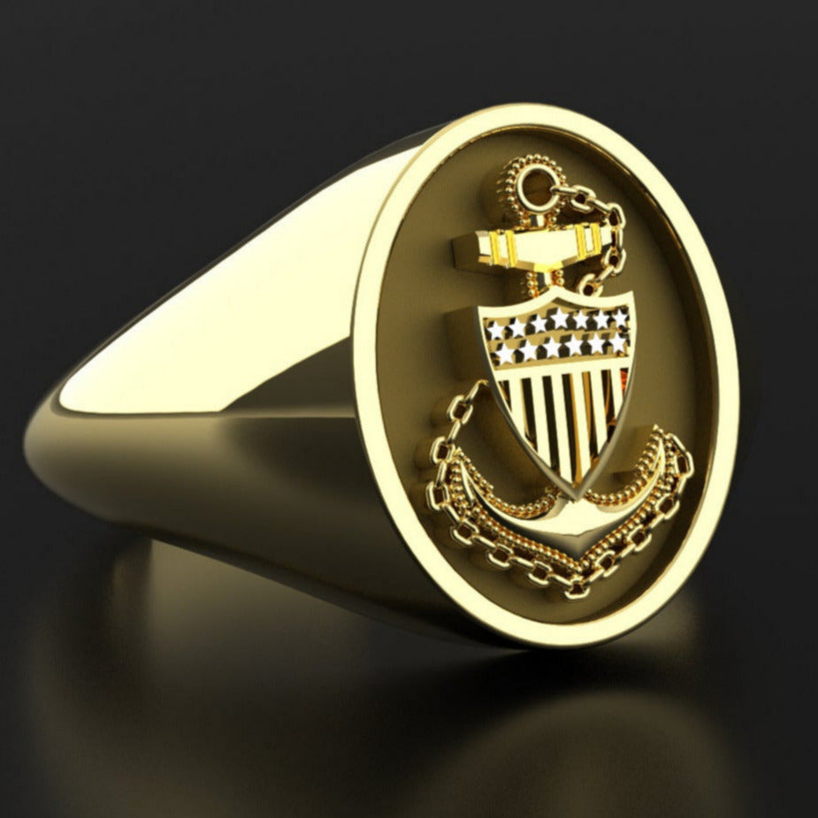 Gold USGC Chief Petty Officer Signet Ring