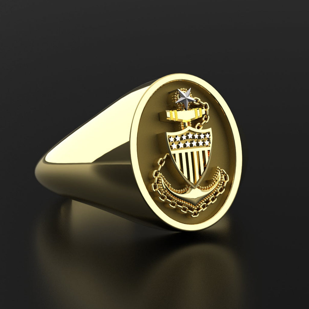 Gold USCG Senior Chief Signet Ring