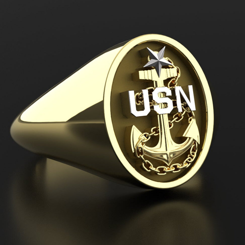 US Navy Senior Chief RIng - gold Veteran Owned - The Jewerly Republic 